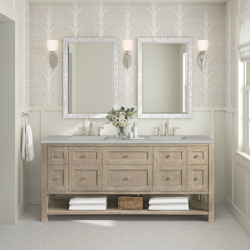 Breckenridge 72'' W Double Vanity, Whitewashed Oak, 8" Widespread, Siberian