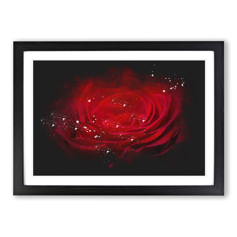 Red Rose Flower Vol.7 - Picture Frame Painting, 36cm H x 48cm W x 2cm D, Black Framed