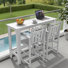 3 Pieces Outdoor Patio Bars Set with Rectangular Table and HDPE Chairs