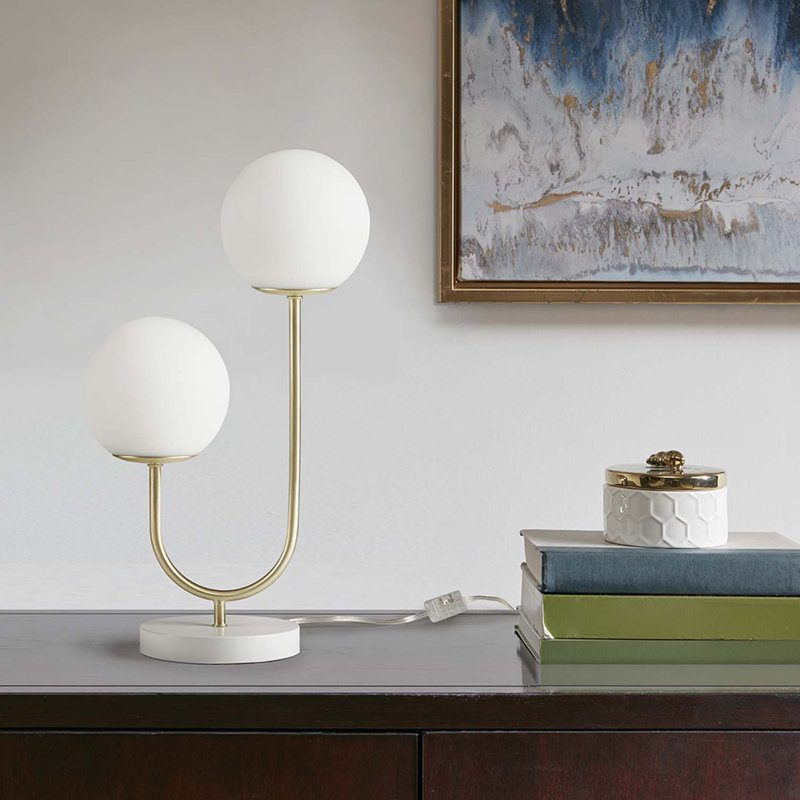 Lampe de table en métal 2 lumières Globe