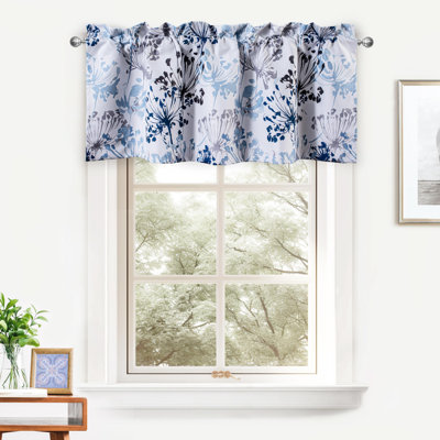 Beisly Floral Blackout Thermal Kitchen Valance Tailored 52" Window Valance