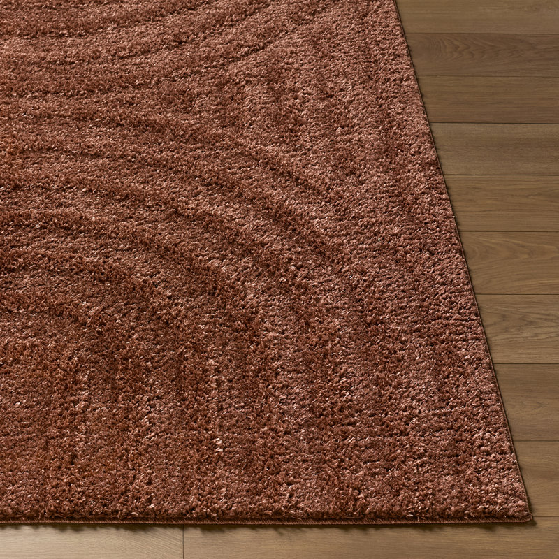 Rodos-Modern Soft Plush Pile Living Bedroom Rug, Rust, Rectangle 200 x 275cm
