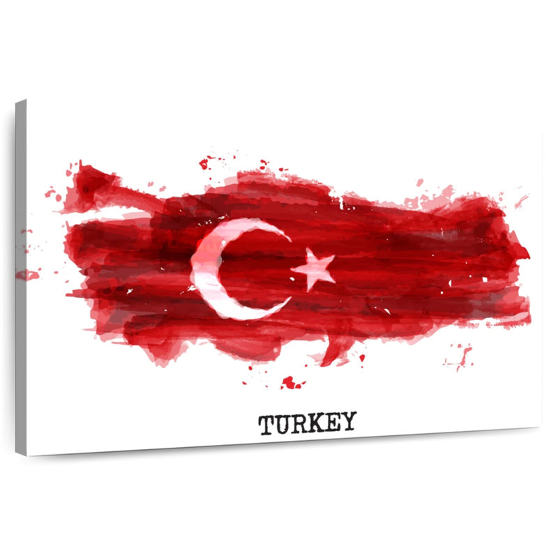 Borges Brush Style Turkish Flag, 8" H x 12" W
