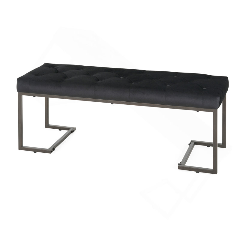 Foram Fabric Upholstered Bench, Black