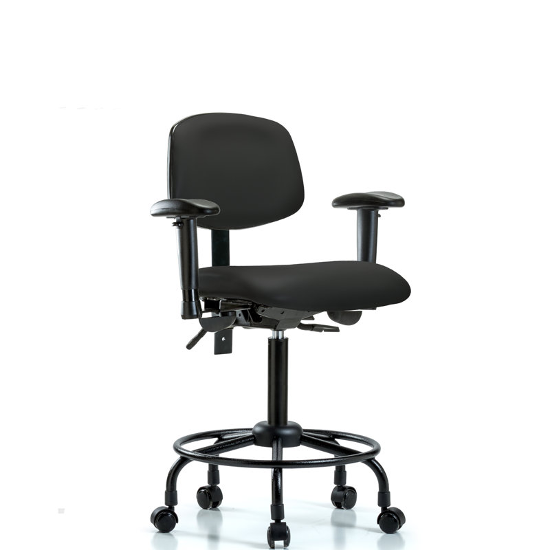 Otis Vinyl Drafting Chair, Black, Casters, Not Included