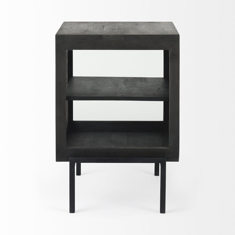 Table de chevet en bois massif Warner, Brun foncé