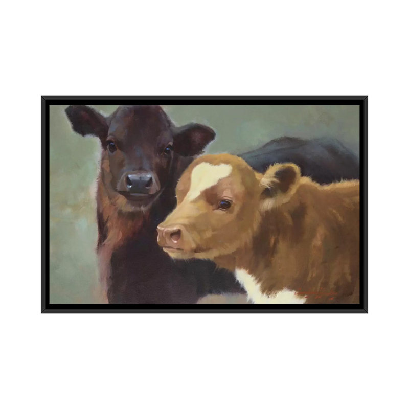 «Farm Pals II» par Carolyne Hawley, impression, H 18 po x l 26 po x P 1,5 po, Toile avec cadre noir