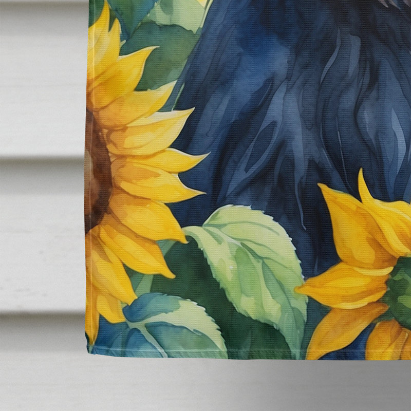 Alaskan Malamute in Sunflowers House Flag, Affenpinscher