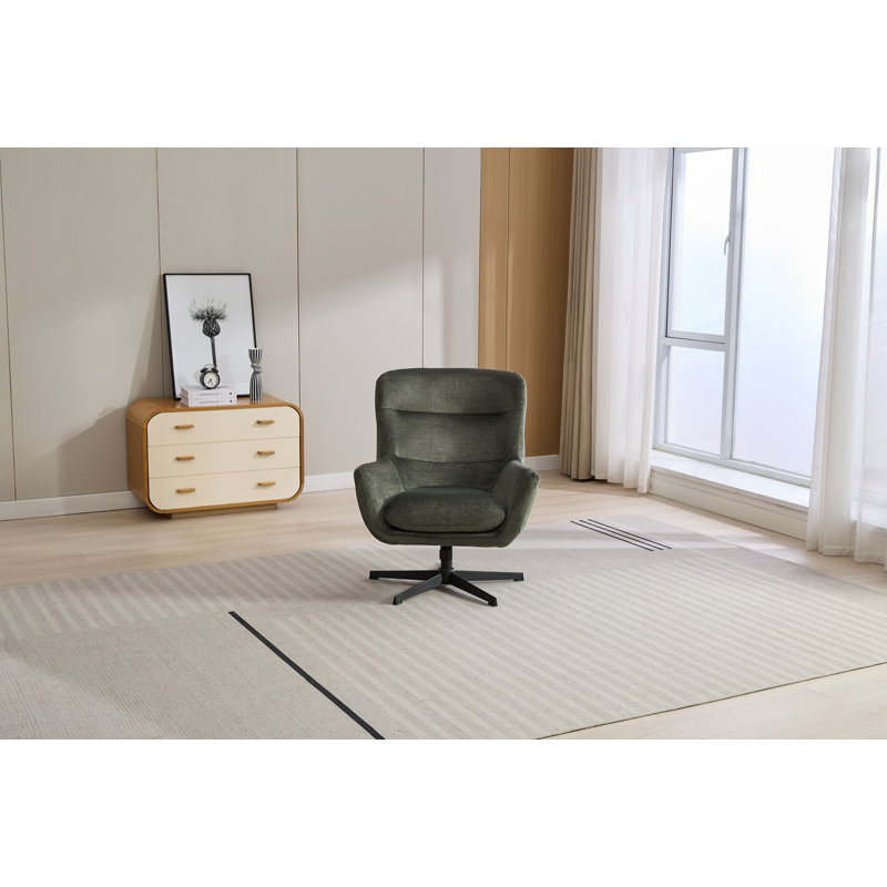 Watseka Upholstered Swivel Armchair with Footstool, Green