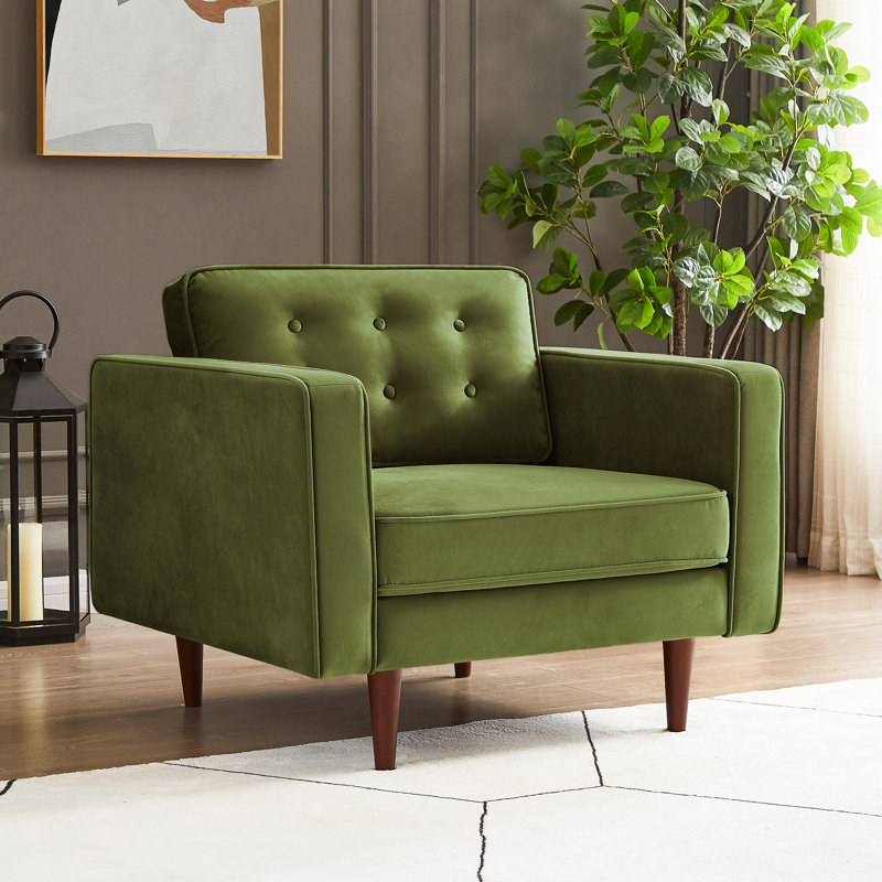 Fauteuil en velours 37,5 po, Vert olive
