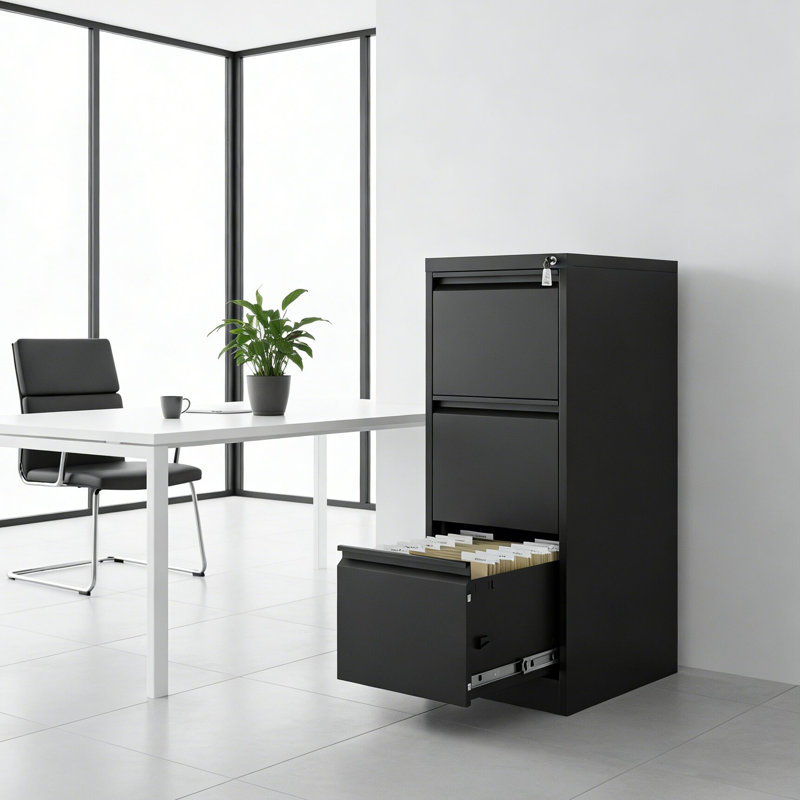 modern style Vertical Metal File Cabinet with Lock and 3 Drawer，for Home Office Organizer Storage Cabinet Fit Letter/A4/Legal Size File