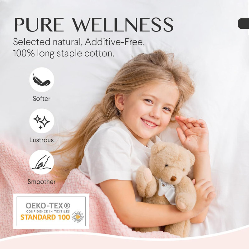 Drap-housse FAUNNA - Drap-housse 100% coton 800 fils, Drap-housse simple très long