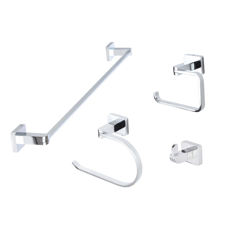 Ensemble de quincaillerie de salle de bain 4 pièces Bern, Chrome poli