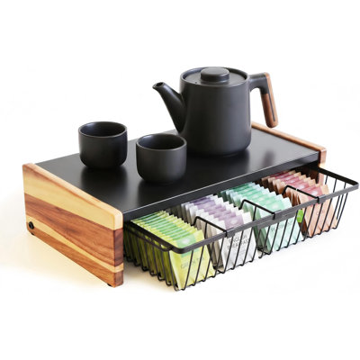 Organisateur de sachets de thé, conception de tiroir de panier en fil métallique pour le support de sachet de thé pour le comptoir, boîte de présentation de coffre de thé pour la cuisine de comptoir.