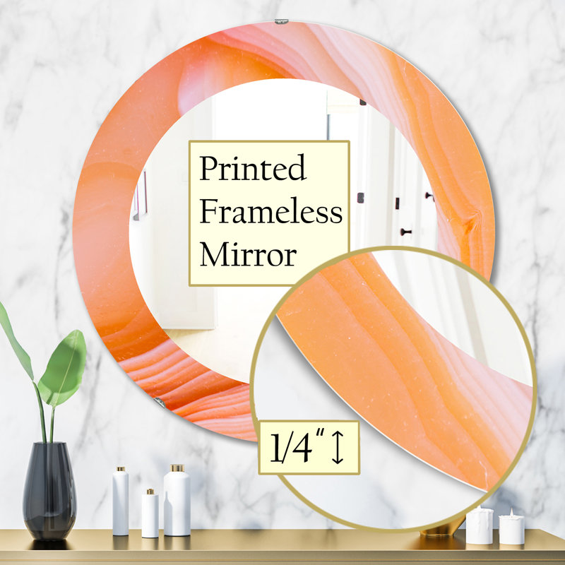 Modern and Contemporary Accent Mirror, 31.5" H x 31.5" W, Orange, Omber