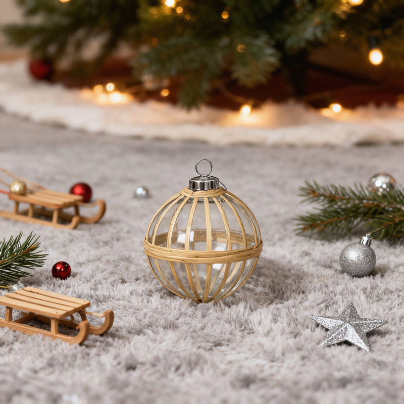 Ensemble de 3 boules de Noël décoratives à suspendre pour des décorations de fêtes, H 4,5 po x l 3,9 po x P 3,9 po