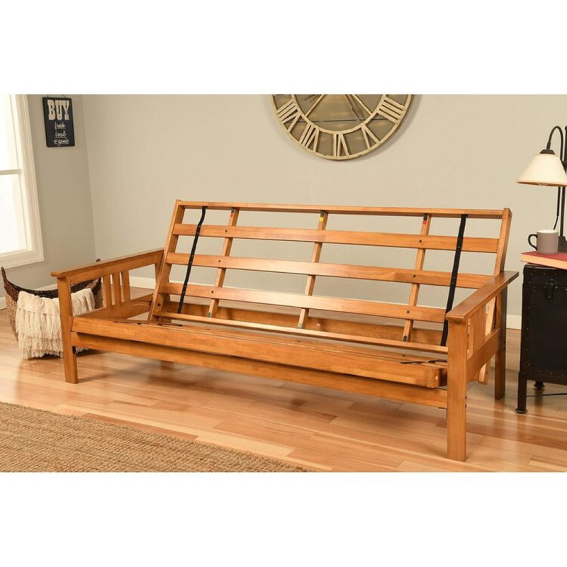 Monterey Queen Futon Frame with Mattress - Futon Frame Set with Mattress, Foldable Futon Frame with Sturdy Wood Build, Living Room Futon Frame with Mattress, Versatile Design