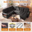 Grand canapé-lit modulaire en L 107 po en chenille avec méridienne, siège d'angle, accoudoir de rangement et orifices de recharge de 107 po, gris foncé-349172691-348757676