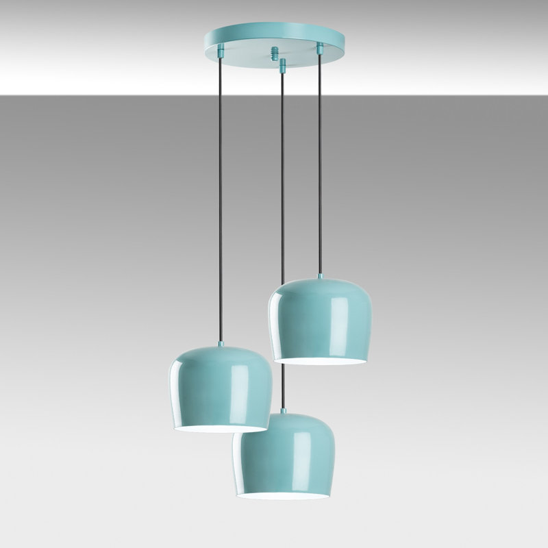 Lustre en métal turquoise, hauteur réglable 17,7 - 44,9 pouces | 3 x culot E27 de 40 W maximum | Design élégant avec 17,9 pouces de diamètre | Parfait pour la salle à manger et l'espace de vie | Durable classé IP20 | Ampoule non incluse