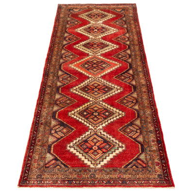 Tapis rouge anadol noué à la main de conception unique 3 pi 5 po x 10 pi 2 po