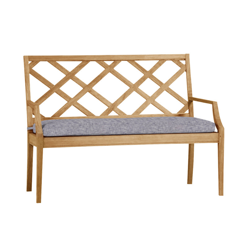Haley Teak Garden Bench, Natural Teak, No Welt, Tweed Toffee
