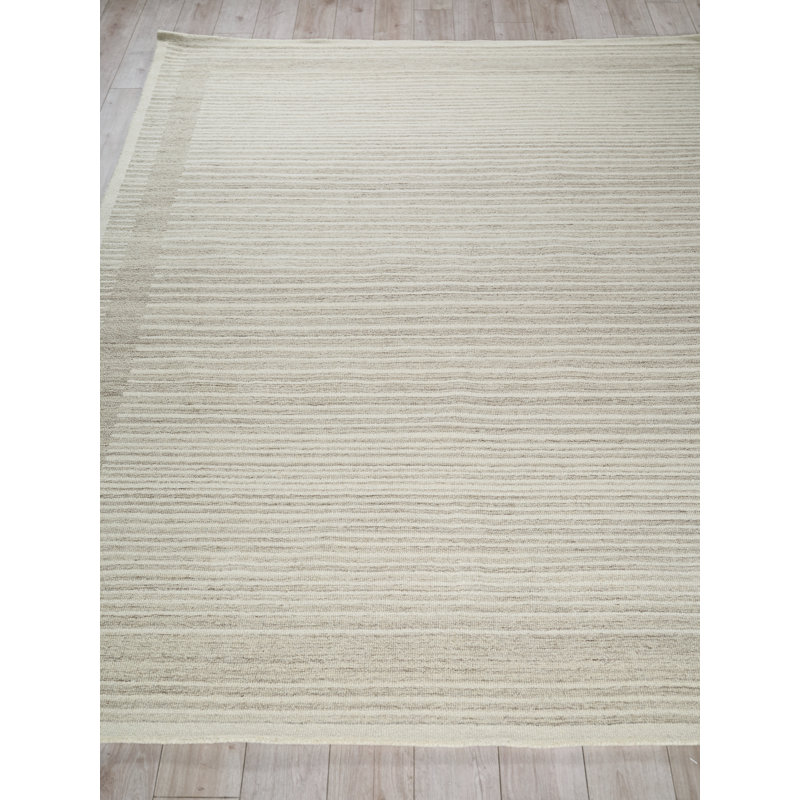 Dusseldorf hand-tufted New Zealand Wool Beige/Ivory Area Rug, Silver/Ivory, Rectangle 10' x 14'