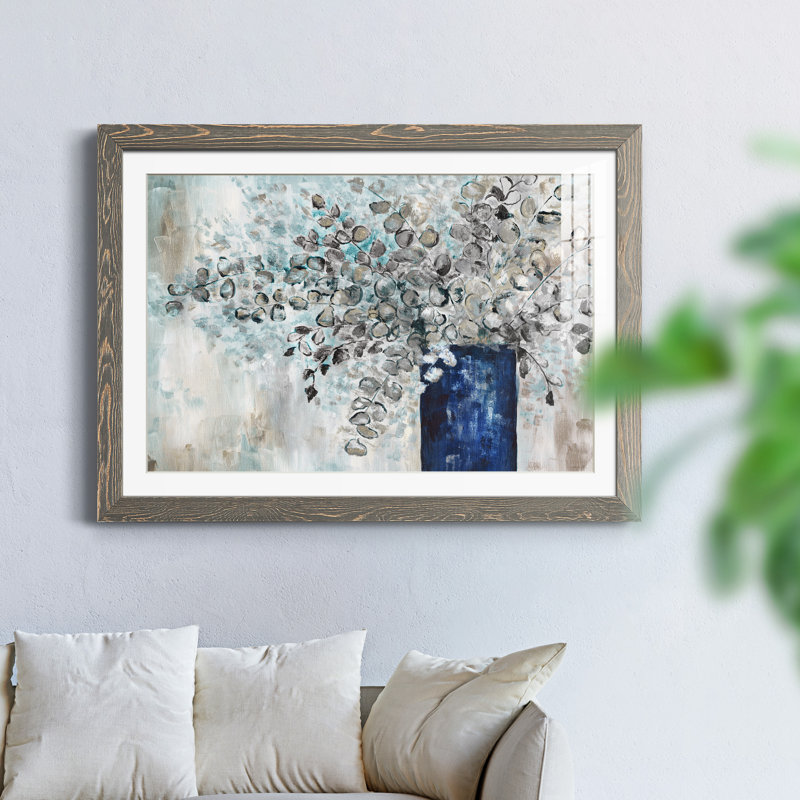 Eucalyptus réformé - peinture encadrée, Encadré gris, H 31,5 po x l 23,5 po x P 1,5 po