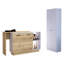 Cuisine blanche et chêne - 2. Îlot à des fins de service alimentaire. Spacieux garde-manger Essentials 2 po et finition. Avec surfaces. Rangement de la vaisselle