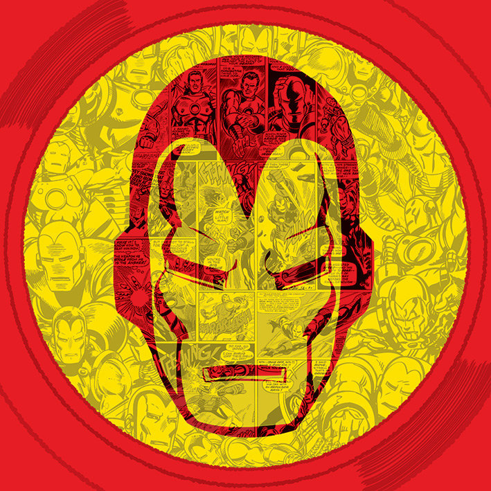 Iron Man Helmet Graphic Art Print on Canvas, 85cm H x 85cm W x 3.8cm D