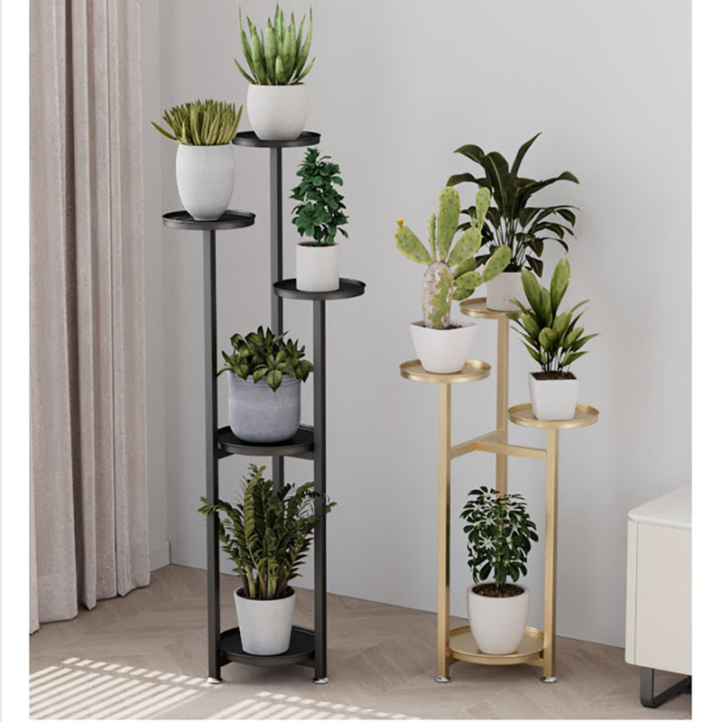 Étagère à plantes multi-niveaux support à pot de fleurs en métal en coin, H 31,5 po x l 11,8 po x P 11,8 po, Noir