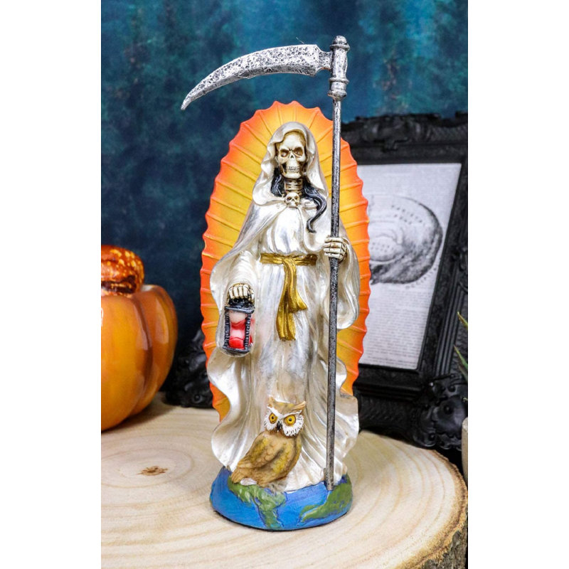 Tunique Hedde, Sainte Mort, Santa Muerte, tenant une faux et un sablier