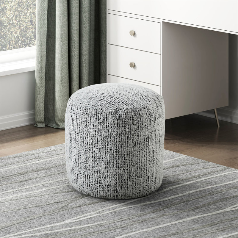 Repose-pieds cylindrique rembourré en tissu de chenille