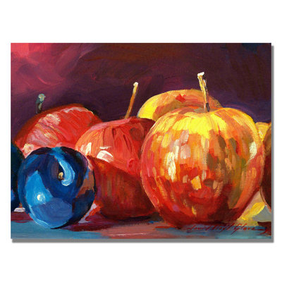 «Ripe Plums and Apples» par David Lloyd Glover, reproduction d'art sur toile