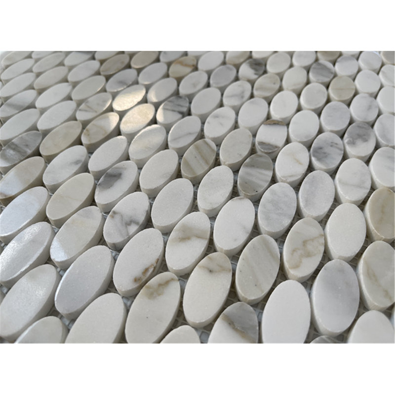 Calacatta 12" x 12" Marble Mosaic Tile, White/Gray