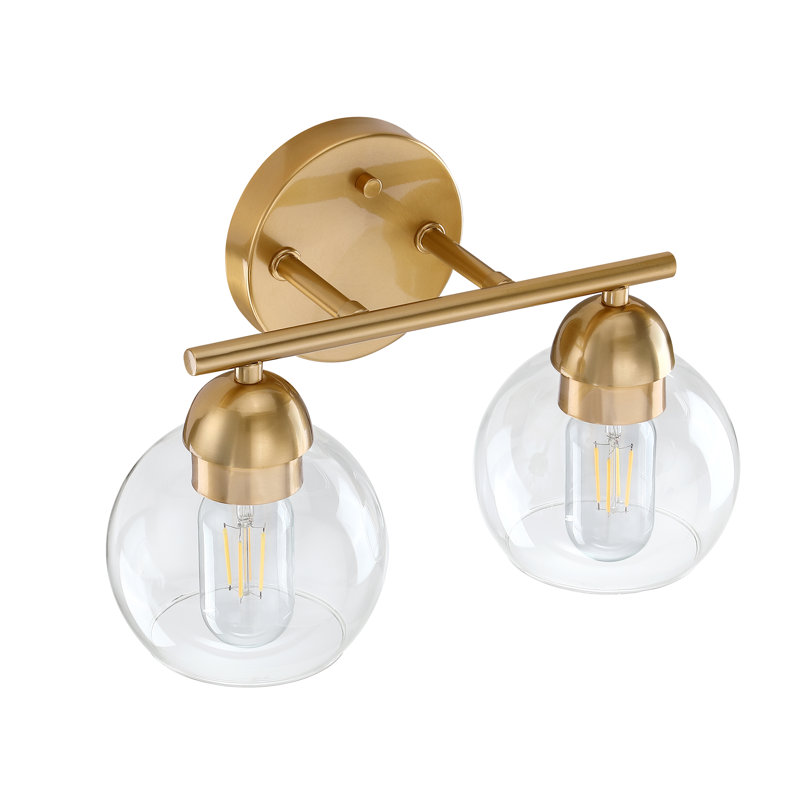 Éclairage pour salle de bain Daryll, Transparent, Deux lumières, Doré