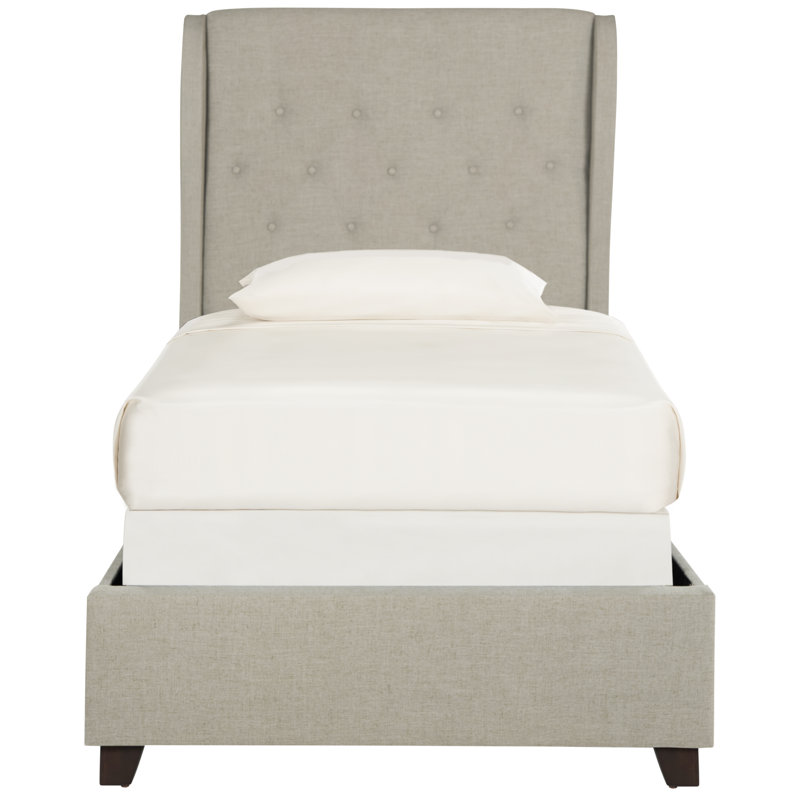 Christerfer Tufted Upholstered Low Profile Standard Bed, Twin, Light Gray