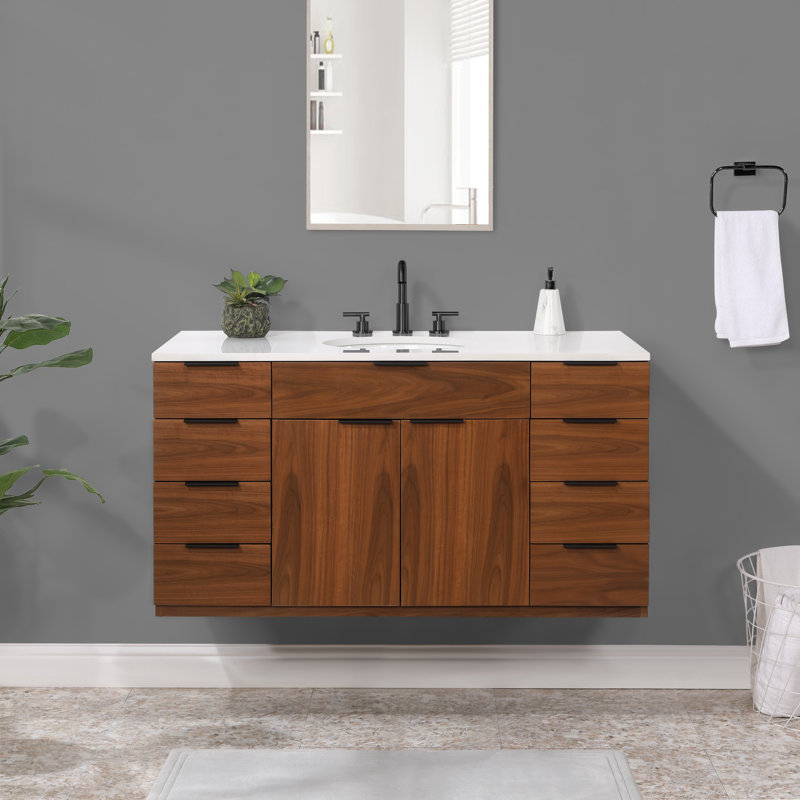 Bexley 48" Wall-Mounted Single Bathroom Vanity with Quartz Top