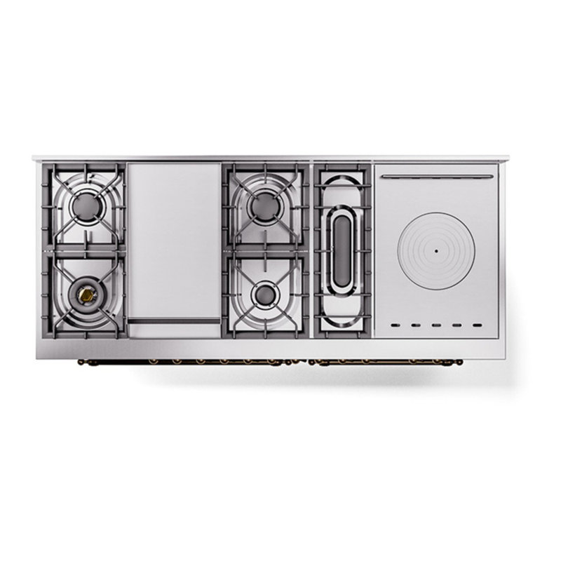 ILVE Nostalgie II 60 in Dual Fuel Range, 7 Burner, Griddle, Frenchtop, Natural Gas, RAL Classic/Burnished