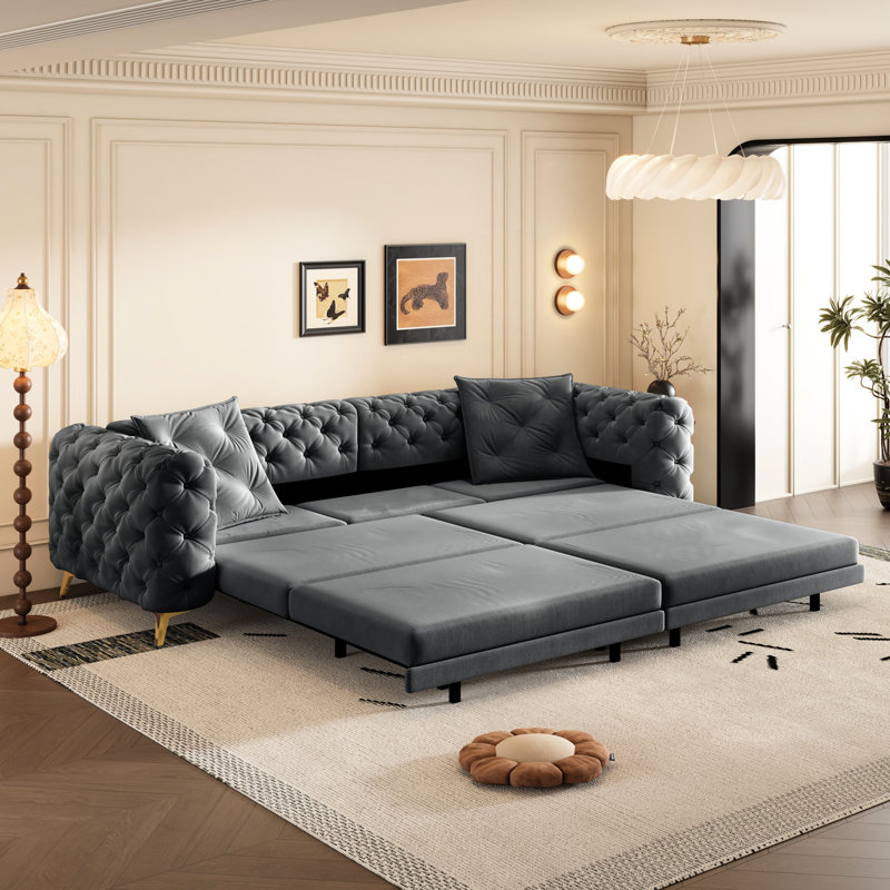 37.18 " Velvet Sleeper Sofa