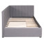 Lit de jour rembourré en tissu de lin, taille simple, 2 tiroirs de rangement, sans sommier, lit de jour de taille grise avec rangement,-513314006