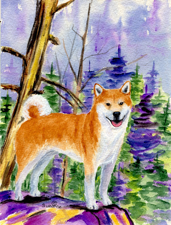 Shiba Inu Multicolor Polyester Garden Flag