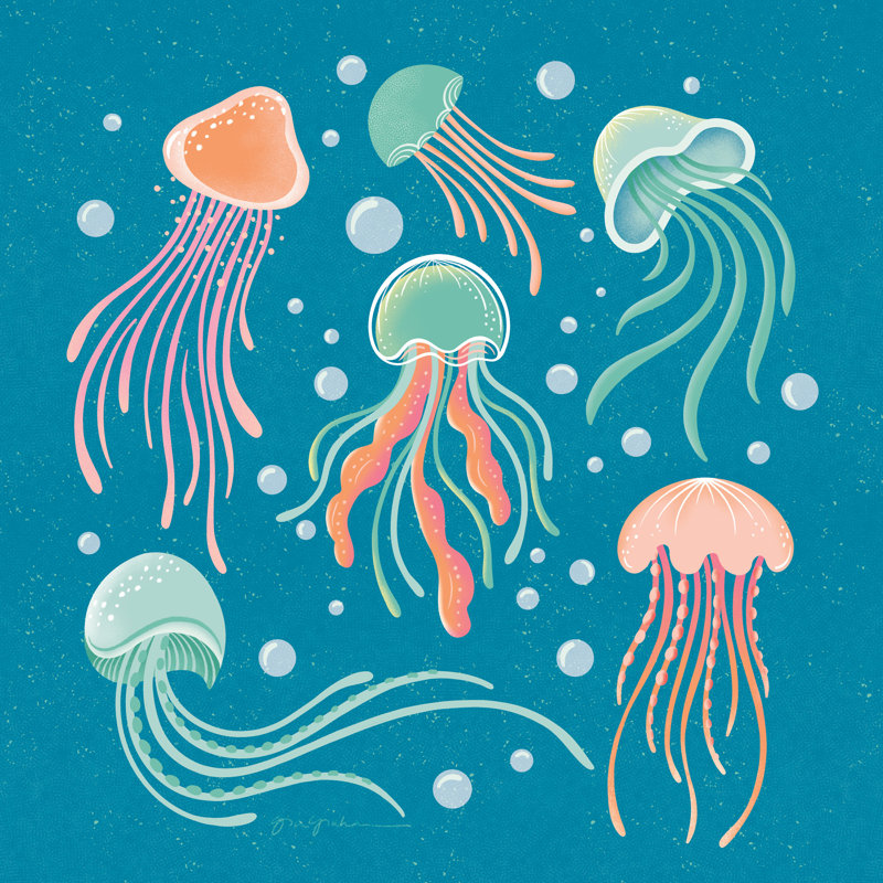 «Under the Sea IV» par Gia Graham - reproduction imprimée, H 20 po x l 20 po, No, Toile tendue