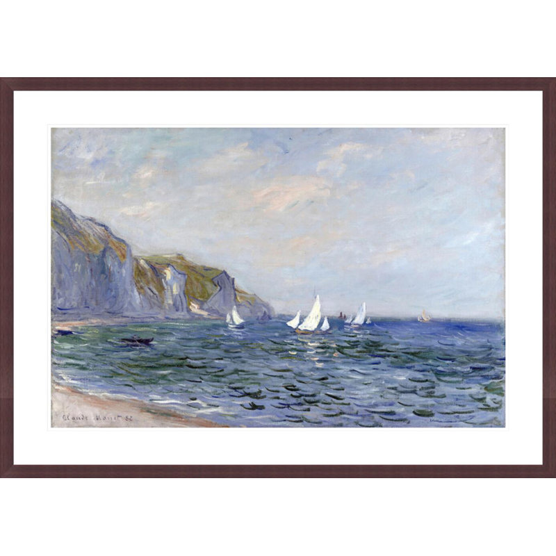 Falaises et voiliers à Pourville par Claude Monet, impression giclée encadrée, H 29,96 po x l 41,5 po