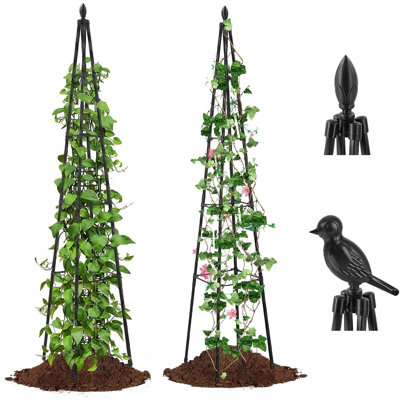 Ensemble de 2 treillis de jardin pour plantes grimpantes d'extérieur, hauteur de 63 po ...