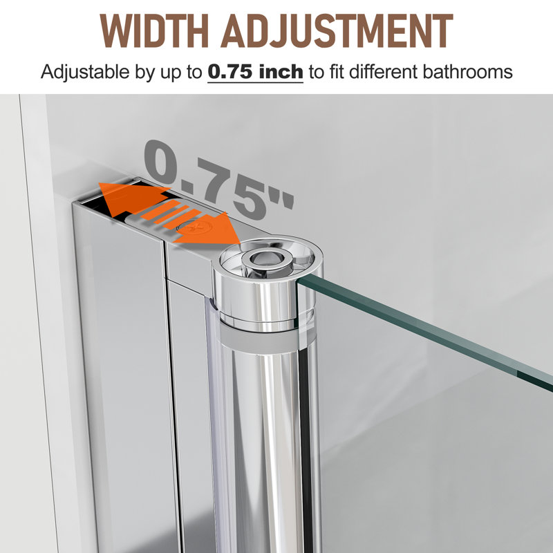 FPivot 32 in. W  x  72 in. H  Pivot Frameless Glass Shower Door 6mm Clear Tempered Glass for Bathroom, Chrome