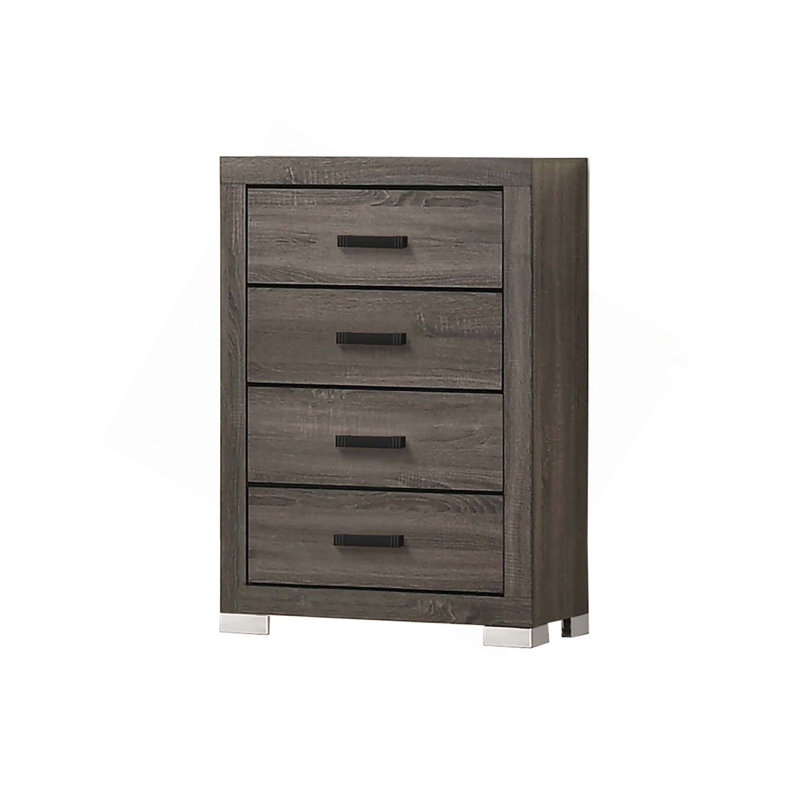 Mobilier de chambre à coucher moderne de style transitionnel en bois avec poignées de bar 1 pièce