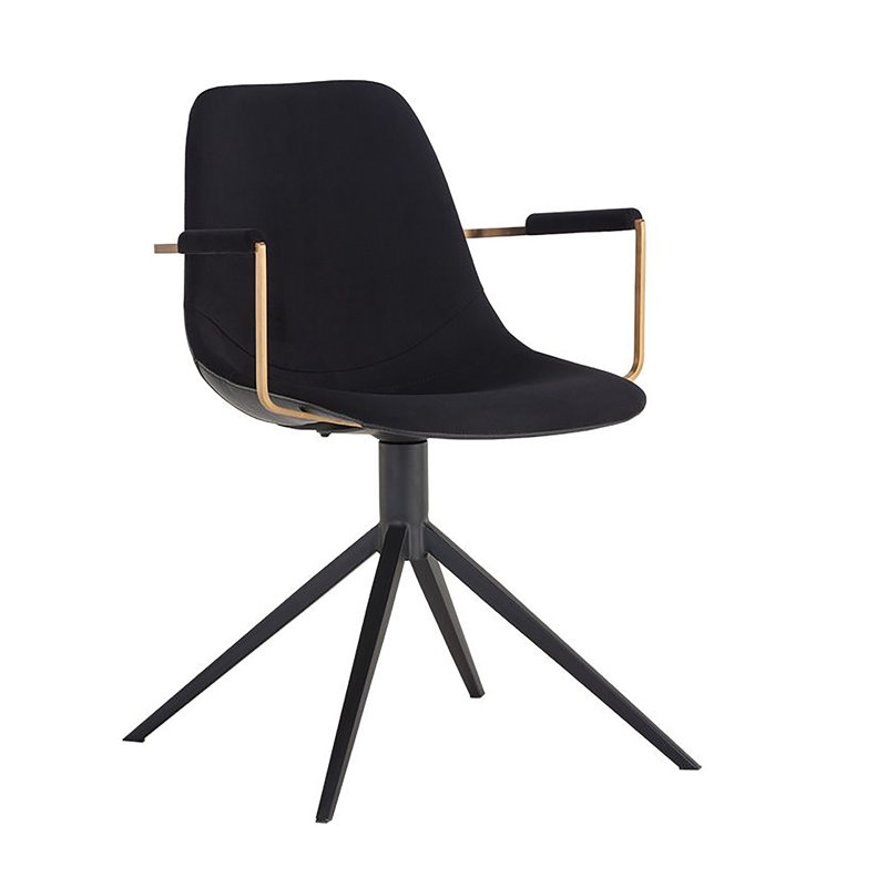 18.5'' H Faux Leather Upholstered Metal Armchair, Black Faux Leather