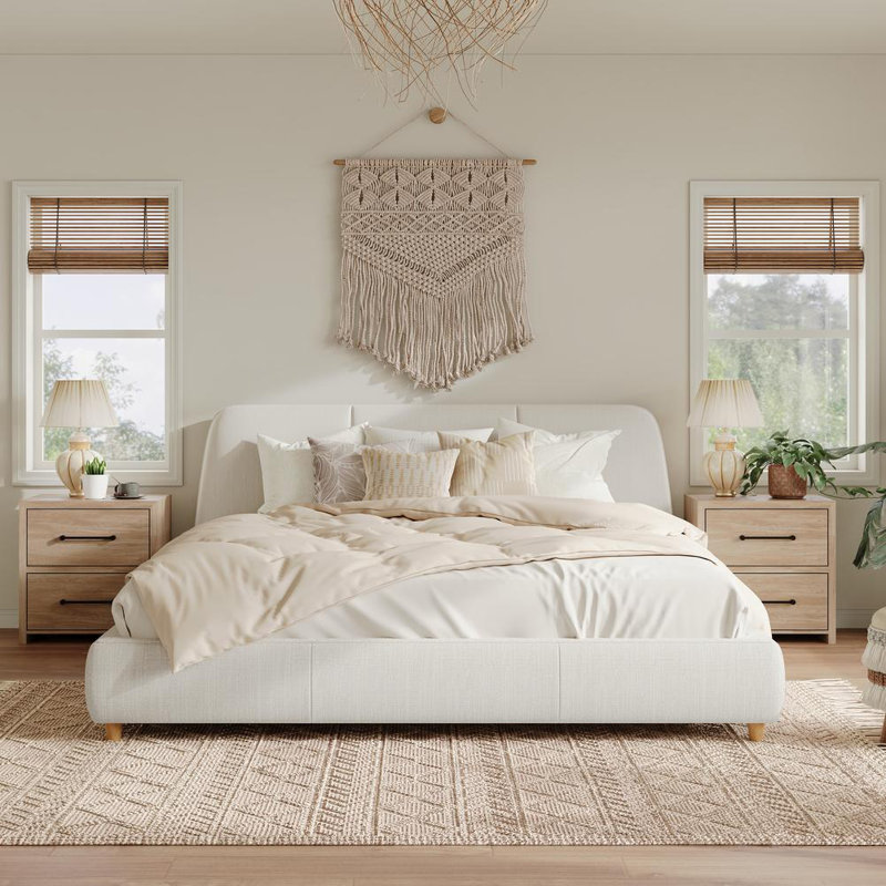 Elegant Fabric Bed Frame, King 