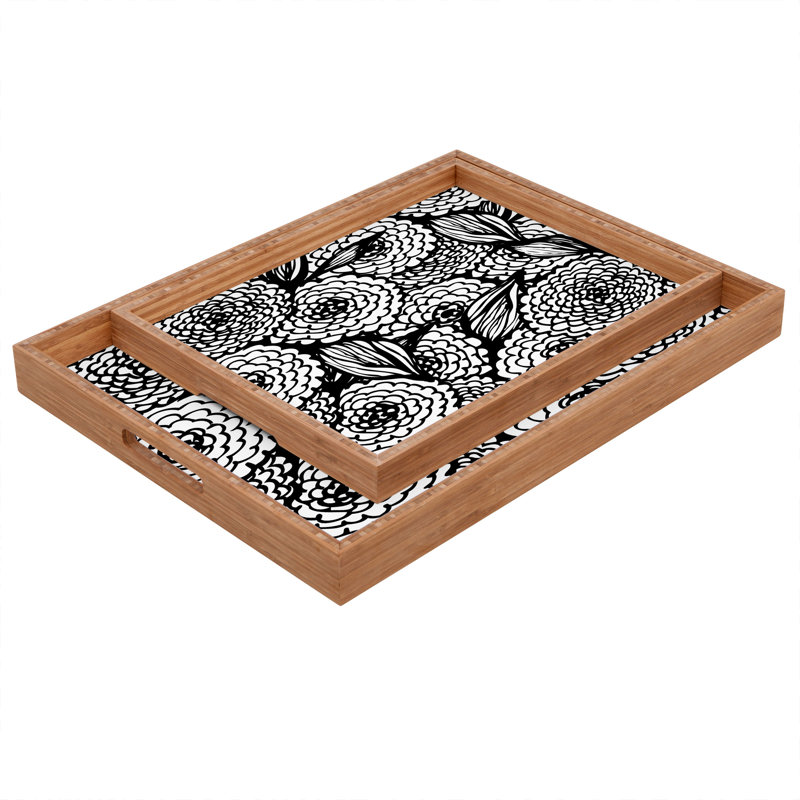 Plateau de table basse et bouquet de fleurs love repose-pieds/coffee Julia Da Rocha, H 1,75 po x l 18 po x p 14 po