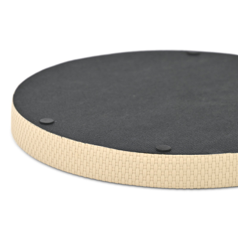 Tamsin Weave Pattern Round Serving Tray, Beige